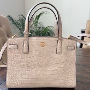 Tory Burch Walker embossed leather satchel handbag